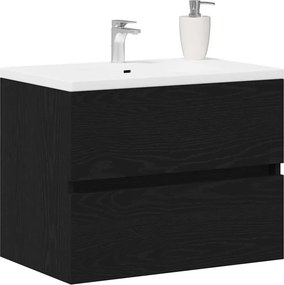 vidaXL Ντουλάπα Νιπτήρα Mπάνιου Μαύρη Οξυά 60 x 38,5 x 45 cm