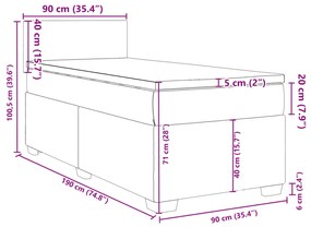 Κρεβάτι Boxspring με Στρώμα Σκούρο Καφέ 90x190 εκ. Υφασμάτινο - Καφέ