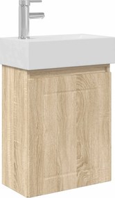 vidaXL Μονάδα μπάνιου με βρύση Sonoma Δρυς 45,5 x 25,5 x 84 εκ