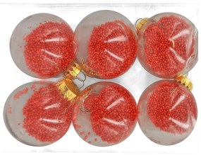 Σετ Μπάλες 6τμχ Με Γέμιση Κόκκινο Χιόνι Δ6εκ. Xmas fest 93-2820