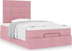 vidaXL Οθωμανικό κρεβάτι με στρώματα Ροζ 120x200cm Velvet