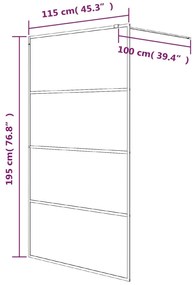 vidaXL Διαχωριστικό Ντουζιέρας Λευκό 115x195 εκ. από Διάφανο Γυαλί ESG