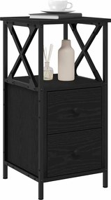 vidaXL Κομοδίνο Μαύρη Οξυά 34 x 35,5 x 70 εκ Επεξεργασμένο ξύλο