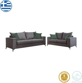 Σετ σαλονιού Verona 2τεμ 2θέσιος-3θέσιος ανθρακί - μαξιλάρια κυπαρισσί