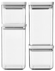 Brabantia 1001159 Βάζο Γενικής Χρήσης με Αεροστεγές Καπάκι Tasty+ (2x0.7L 2x1.6L), 4 , Light Grey