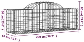 vidaXL Συρματοκιβώτια Τοξωτά 14 τεμ. 200x50x60/80 εκ. Γαλβαν. Ατσάλι