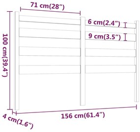 Κεφαλάρι Κρεβατιού Μαύρο 156 x 4 x 100 εκ. Μασίφ Ξύλο Πεύκου - Μαύρο