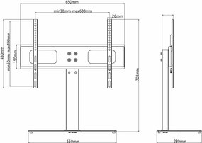 vidaXL Βάση Τηλεόρασης Επιτραπέζια Μαύρη από Σίδερο για Οθόνες 32"-70