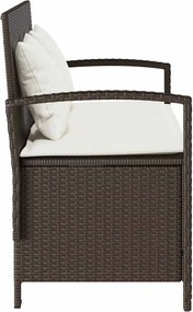 vidaXL Πάγκος αποθήκευσης κήπου με μαξιλάρι Brown Poly Rattan