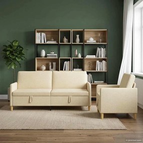 vidaXL Σαλονάκι Σετ Με Αποθηκευτικό Χώρο 2 pcs Κρεμ Πολυεστέρας