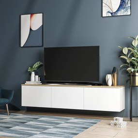 Έπιπλο Τηλεόρασης Λευκό / Δρυς GREFE 160x32x35