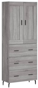 vidaXL Ντουλάπι Γκρι Sonoma 69,5 x 34 x 180 εκ. Επεξεργασμένο Ξύλο