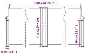 Σκίαστρο Πλαϊνό Συρόμενο Λευκό 140 x 1000 εκ. - Λευκό