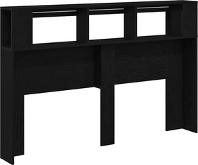 vidaXL LED κεφαλάρι με ράφι Μαύρη Οξυά 160 x 18,5 x 103,5 εκ