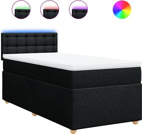 vidaXL Κρεβάτι Boxspring με Στρώμα Μαύρο 80 x 200 εκ. Υφασμάτινο