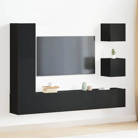 vidaXL Σετ Τηλεοπτικής Ντούσας 6 pcs Μαύρη δρυς 160 x 30 x 30.5 εκ.