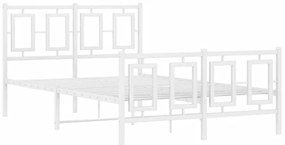 vidaXL Πλαίσιο Κρεβατιού με Κεφαλάρι&amp;Ποδαρικό Λευκό 120x190εκ. Μέταλλο