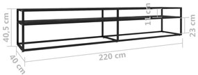 vidaXL Έπιπλο Τηλεόρασης Μαύρο Όψη Μαρμάρου 220x40x40,5εκ Ψημένο Γυαλί