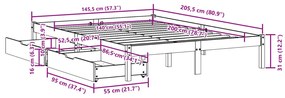 Σκελετός Κρεβατιού Χωρίς Στρώμα Καφέ 140x200 Μασίφ Ξύλο Πεύκου - Καφέ