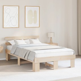 vidaXL Κρεβάτι με Κεφαλάρι 140x190 εκ Μασίφ Ξύλο Πεύκου