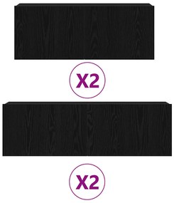 vidaXL Σετ επίπλου τηλεόρασης 4 pcs Μαύρη δρυς 100 x 30 x 30 cm