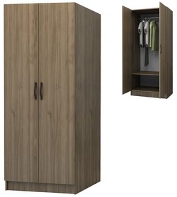 Ντουλάπα ρούχων Vivian Megapap δίφυλλη χρώμα καρυδί 80x51,8x181εκ.