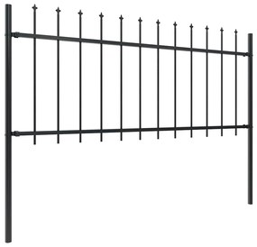 vidaXL Φράχτης Κήπου με Κορυφή Δόρυ από Ατσάλι, Μαύρος 1426 x 80 εκ.