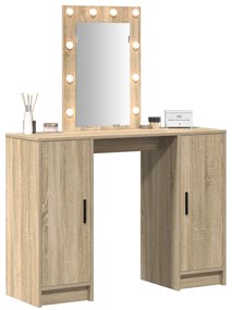 vidaXL Τραπέζι ντυσίματος με LED Φώτα σε δρυό, 102x33x135 cm