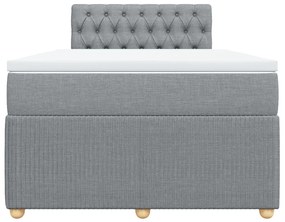 vidaXL Κρεβάτι Boxspring με Στρώμα Ανοιχτό Γκρι 120x200 εκ. Υφασμάτινο