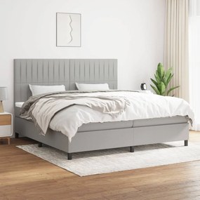 vidaXL Κρεβάτι Boxspring με Στρώμα Ανοιχτό Γκρι 200x200 εκ. Υφασμάτινο