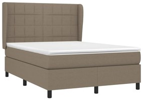 vidaXL Κρεβάτι Boxspring με Στρώμα Taupe 140x190 εκ. Υφασμάτινο