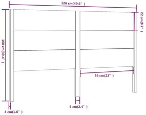 Κεφαλάρι Γκρι 126 x 4 x 100 εκ. από Μασίφ Ξύλο Πεύκου - Γκρι