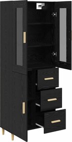vidaXL Highboard Μαύρη Οξυά 34,5 x 34 x 180 εκ. Επεξεργασμένο ξύλο