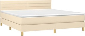 vidaXL Κρεβάτι Boxspring με Στρώμα Κρεμ 180x200 εκ. Υφασμάτινο