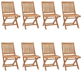 Καρέκλες Κήπου Πτυσσόμενες 8 τεμάχια από Μασίφ Ξύλο Teak - Καφέ
