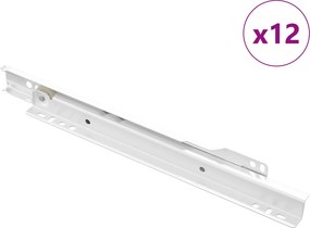 vidaXL Οδηγός Συρταριού 12 τμχ. Λευκό 250 mm Ατσάλι