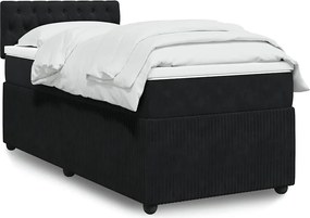vidaXL Κρεβάτι Boxspring με Στρώμα Μαύρο 90x200 εκ. Βελούδινο