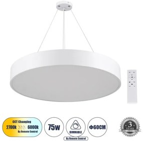 Κρεμαστό Φωτιστικό Οροφής LED 75W 8625lm BURTON Globostar-61203-Λευκό 61203