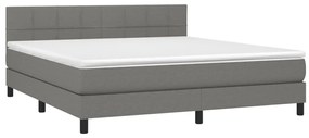 ΚΡΕΒΑΤΙ BOXSPRING ΜΕ ΣΤΡΩΜΑ ΣΚΟΥΡΟ ΓΚΡΙ 160X200 ΕΚ ΥΦΑΣΜΑΤΙΝΟ 3140066