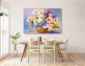 Εικόνα ελαιογραφία με καλοκαιρινά λουλούδια - 60x40