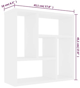 Ραφιέρα Τοίχου Λευκή 45,1 x 16 x 45,1 εκ. από Επεξ. Ξύλο - Λευκό