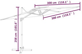 Κρεμαστή Ομπρέλα με Διπλή Κορυφή Taupe 300 x 300 εκ. - Μπεζ-Γκρι