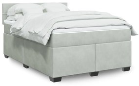 vidaXL Κρεβάτι Boxspring με Στρώμα Ανοιχτό Γκρι 160x200 εκ. Βελούδινο