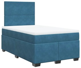 vidaXL Κρεβάτι Boxspring με Στρώμα Μπλε 120x200 εκ. Βελούδινο