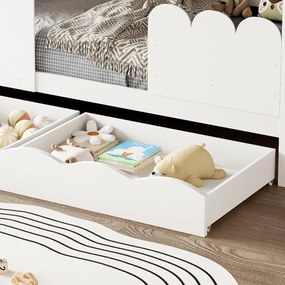 Κρεβάτι παιδικό DOMER με Συρτάρια τύπου Montessori Ξύλο Πεύκου Λευκό 90x190 εκ. 198x95.5x160 εκ.