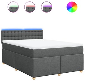 Κρεβάτι Boxspring με Στρώμα Σκούρο Γκρι 140x200 εκ Υφασμάτινο - Γκρι