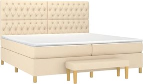 vidaXL Κρεβάτι Boxspring με Στρώμα Κρεμ 200x200 εκ. Υφασμάτινο