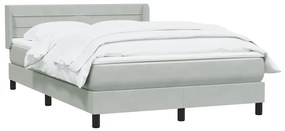 Κρεβάτι Boxspring με Στρώμα Ανοιχτό Γκρι 160x210 εκ. Βελούδινο - Γκρι