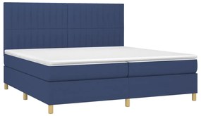 vidaXL Κρεβάτι Boxspring με Στρώμα Μπλε 200x200 εκ. Υφασμάτινο