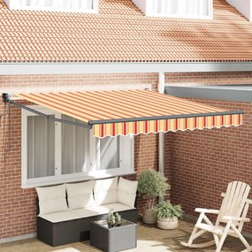 vidaXL Electric Awning 3 x 2,5 m Κίτρινο, πορτοκαλί και λευκό ριγέ